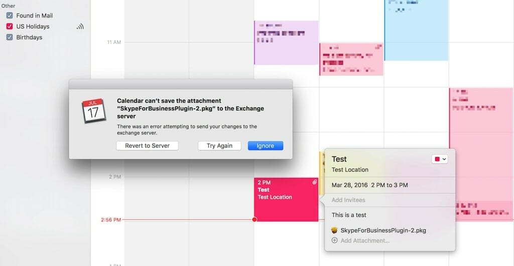 work calendar for mac os exchange